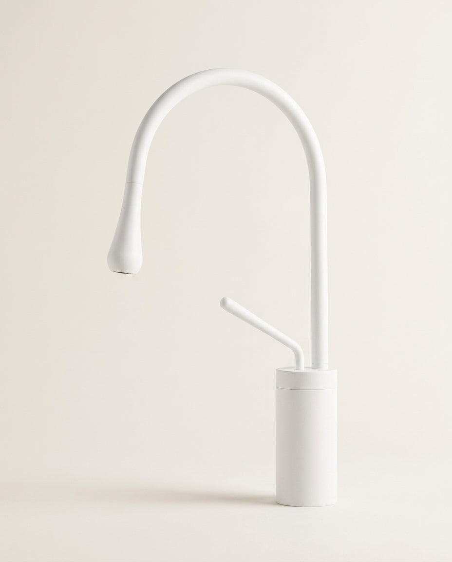 Alma - Mitigeur de lavabo goutte d'eau, bec haut monocommande